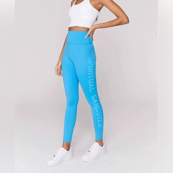 SPIRITUAL GANGSTER Varsity Essential High Waist Leggings Blue Size Small - Picture 1 of 11